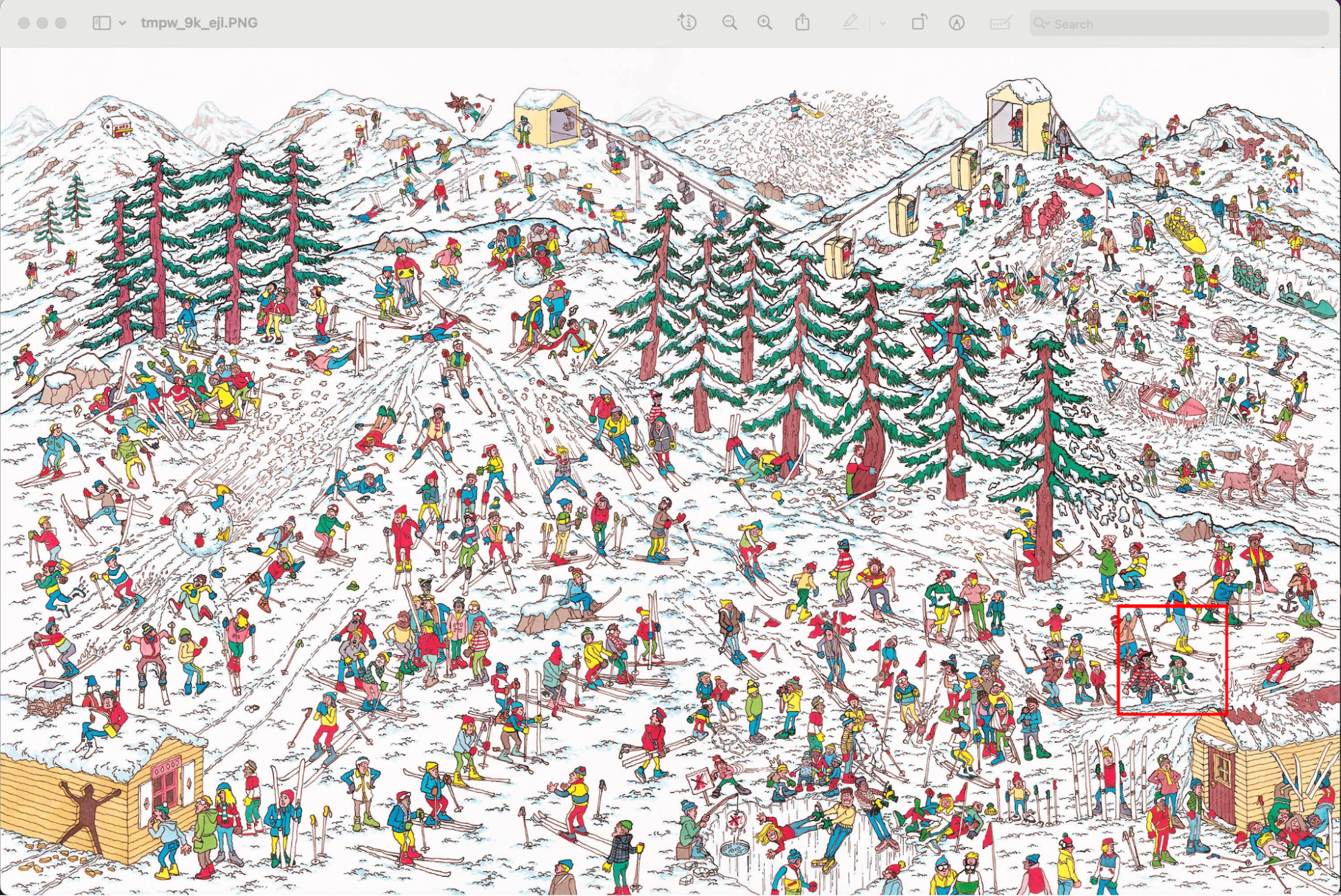 Waldo image re-assembled and highlighted